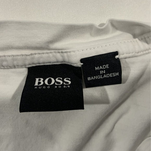 Boss Crew Neck White Monogram Logo Embossed Tee Cotton Short Sleeve T-shirt XL - Picture 7 of 10